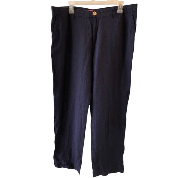 Lilly Pulitzer Breeta Linen Trousers True Navy Size 16 Style #013056 NWT - Picture 2 of 8